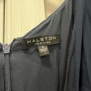 Halston Heritage  Dark Navy Pleated Cape Sleeve Georgette Gown Size 10 US $189 Photo 3