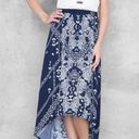 Francesca's Navy Blue And White Floral High-Low Maxi Skirt, Small Photo 1