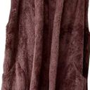 Zenana Outfitters Purple plush polyester long open-front hooded sleeveless cardigan Photo 0