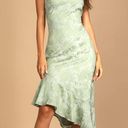 Lulus Green Floral One-Shoulder Midi Dress Photo 0