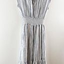 Rails  Ashlyn Rio Striped Cap Sleeve Smocked Tie Neck Midi Dress Blue White XS Photo 7