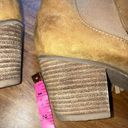 American Eagle  size 7 women’s fringe tan suede ankle bootie slip on Boho Photo 1