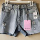 Avec Les Filles  Denim Short in Destructed Sun Washed Blue Women's Size 26 Photo 0