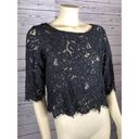 Club Monaco  Black Lace Cropped Top size small Photo 3