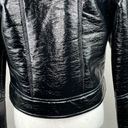 Unreal Fur Wet Look Aviator Biker Jacket Faux Leather & Fur Black Size Small NWT Photo 13