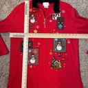 Ugly Christmas Sweater Vintage Ugly‎ Christmas Sweater Ribbed Quarter Zip Snowman size Large Photo 5