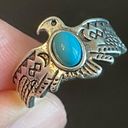 Turquoise stone eagle silver plated ring size 7 Photo 7