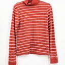 RE/DONE  Orange Striped Mock Neck Long Sleeve Shirt Top Small Photo 5