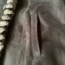 Jones New York  Black Faux Suede Coat Faux Fur Trim & Lining, Size S Photo 5