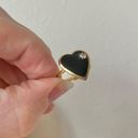 Black Heart & Rhinestone Gold Ring Onyx Obsidian Midnight Goth Classic Vintage Jewelry Photo 10