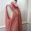 Flax  Design Size L Shirt Dress Maxi Red Gingham 100% Linen Woven Sleeveless Photo 8