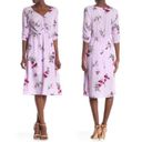 Bobeau  Lavender Floral Ruched Midi Dress S Photo 1