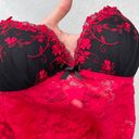 Linea Donatella Vintage 90s  Red Black Floral Lace Lingerie Intimate Nightgown Photo 6