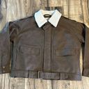 Universal Threads  New Faux Leather Pleather Brown Bomber Jacket Coat Size XL Photo 2