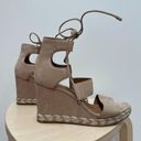 Frye Roberta Ghillie Sandals 7M Beige Strappy Wedge Heel Rope Detail Shoes Photo 4