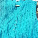 Westport  Crochet Eyelet Tank Teal Blue Button Front Plus Size XL Photo 9