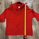 Chico's  Red Fringe Cowl Neck Sweater Size 2 Large Long Sleeve Dark Red Photo 5