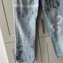 Unif  Custon Hand Painted Reworked Straight Leg Acid Washed Jeans 27 Small Doodle Photo 12