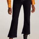 ZARA  Black Tie Up Fly Released Raw Hem Crop Flare Jeans Photo 0