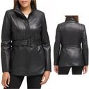 Cole Haan  351M2014 Size M Belted 100% Genuine Lambskin Leather Jacket Black Photo 1