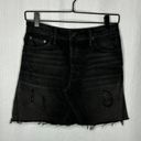 GRLFRND ‎ Black Eva Denim Ripped Mini Skirt Photo 0