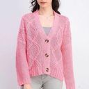 RD Style  Cardigan Laure Cropped Cable Knit Bubblegum Pink Textured Size Med NWT Photo 0