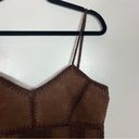 Wet Seal Leather Open Knit Crop Tank Top Large Western Boho Y2K 90s Brown Fairy Photo 3