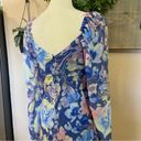 Lulus NWOT  Beautiful Impression Blue Floral Chiffon Long Sleeve Mini Dress Photo 6