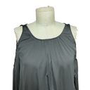 L'Academie  Black Cold Shoulder Satin Long Sleeve Top Size XS Photo 2