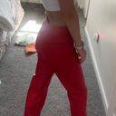 ZARA Red Leather Straight Pants Photo 3