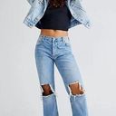 Free People We The Free Jeans  Maggie Straight Leg Distressed Jeans Size 25 NWOT Photo 0