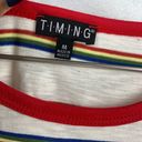 Timing  Retro Striped Hippy Ruffle Hem Crop Top Photo 4