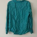 Coldwater Creek  Teal Green Button down linen blouse size XL Photo 4