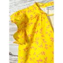 Karina Grimaldi  Women's V Neck Tassel Flutter Sleeve Floral Top Bright Yellow XS Photo 3