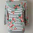 Lands'End  Striped Floral Print Pullover Sweater Photo 0