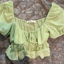 American Threads Neon Lime Green Ruffle Crop Top Photo 0