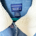 Vintage Blue J. Denim Coat Womens‎ Sherpa Trimmed Long Length XL Photo 4