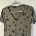 Rails  Cara Sage With Black Stars V Neck T Shirt Linen Lyocell Blend Green small Photo 1