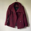 H&M Maroon Red Wool Blend Classic Pea Coat Mid Length Fitted Jacket size 4 Photo 2