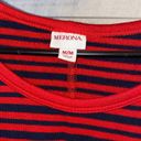 Merona  Women’s Red & Navy Blue Striped Midi Length Long Sleeve Sweater Dress Photo 2