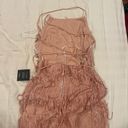 Lulus Fringe Lace Up Mini Dress Blush Pink Photo 3