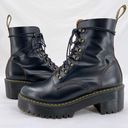 Dr. Martens Leona Black Vintage Smooth Leather Heeled Lace Up Platform Boots 8 Photo 0