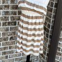 Xxi Off Shoulder Mini Dress Taupe Beige Stripe Knit Coverup Womens Small Photo 6