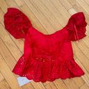 ZARA Red Lace Crop Top Photo 2