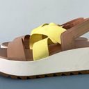 Sorel Cameron Colorblock Yellow Multicolor Leather Platform Flatform Sandals Photo 3