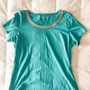 Coldwater Creek Gold Collar Teal Short Sleeve Top Size Large Photo 0