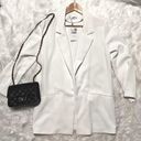 Mango  Textured Unstructured Blazer in White Photo 4