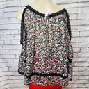 Rebecca Minkoff  Womens Multicolor Floral V-Neck Cold-Shoulder Top Size XS Photo 2