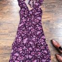 Whistles • Pitti Print Double Strap Dress midi floral maroon chiffon ruffle boho Size 4 Photo 2