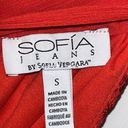 Sofia Vergara  Eyelet Pom Pom Keyhole Halter Top Blouse Red Women S Small 4-6 NWT Photo 7